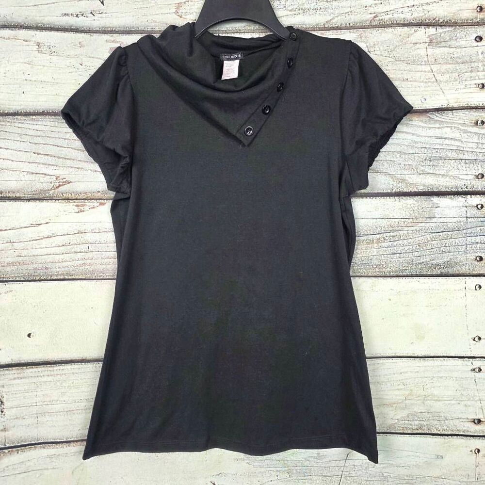 Maurices L Black Cowl Neck Button Top - Picture 2 of 9